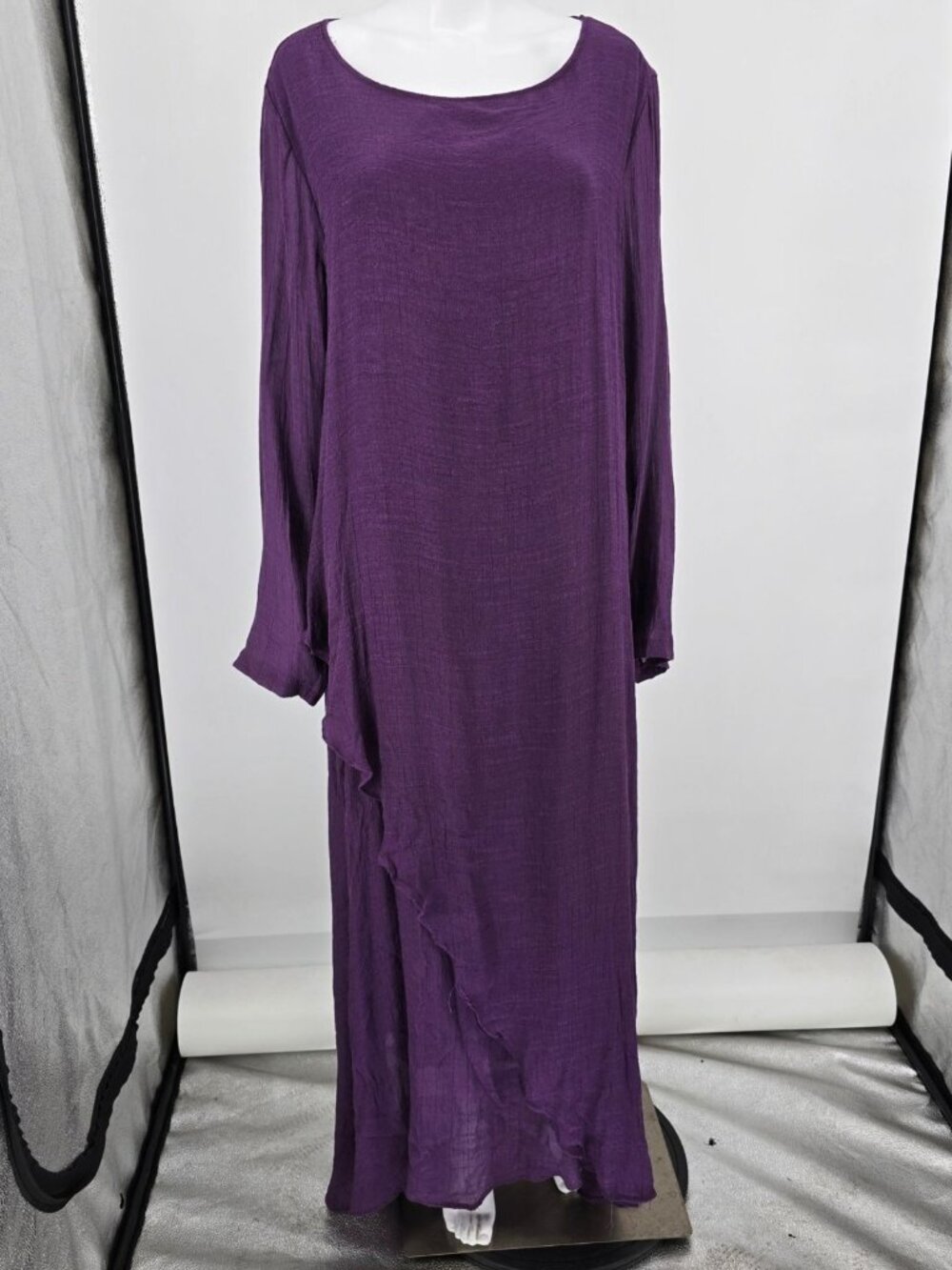 2020s Celmia Collection Purple Lagenlook Long Sleeve Textured Maxi Dress (5XL)
